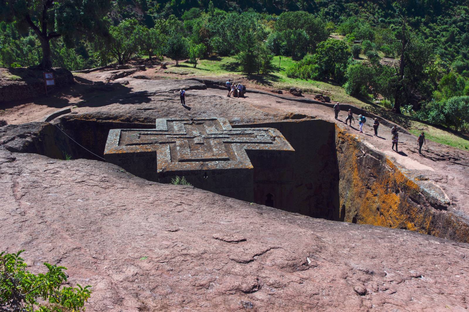 Pilgrim at one of the old rock churches from Lalibela