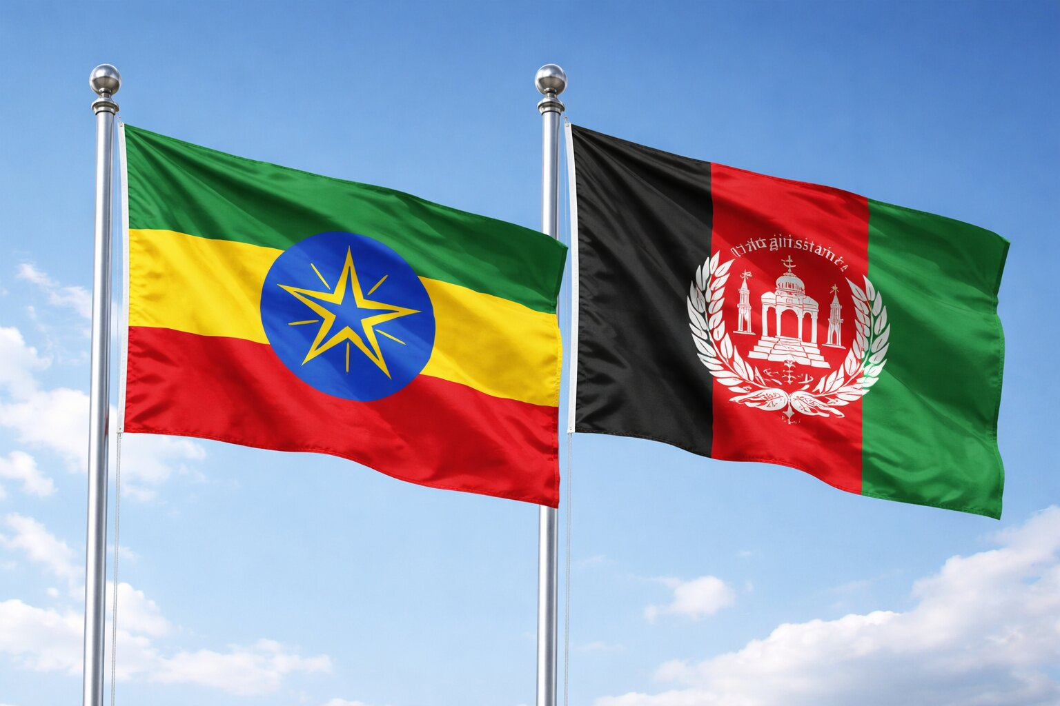 Flags Of Ethiopia And Afghanistan