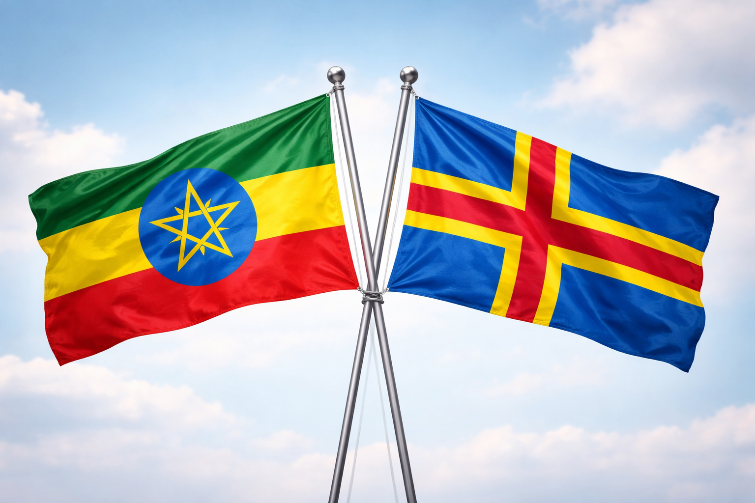 Flags Of Ethiopia And Aland Islands