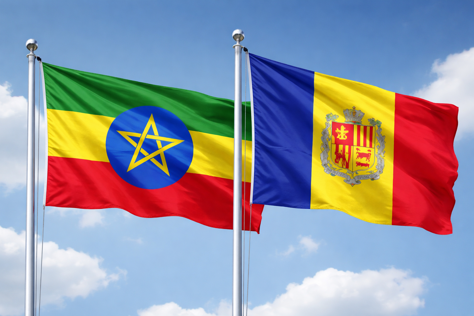 Flags Of Ethiopia And Andorra