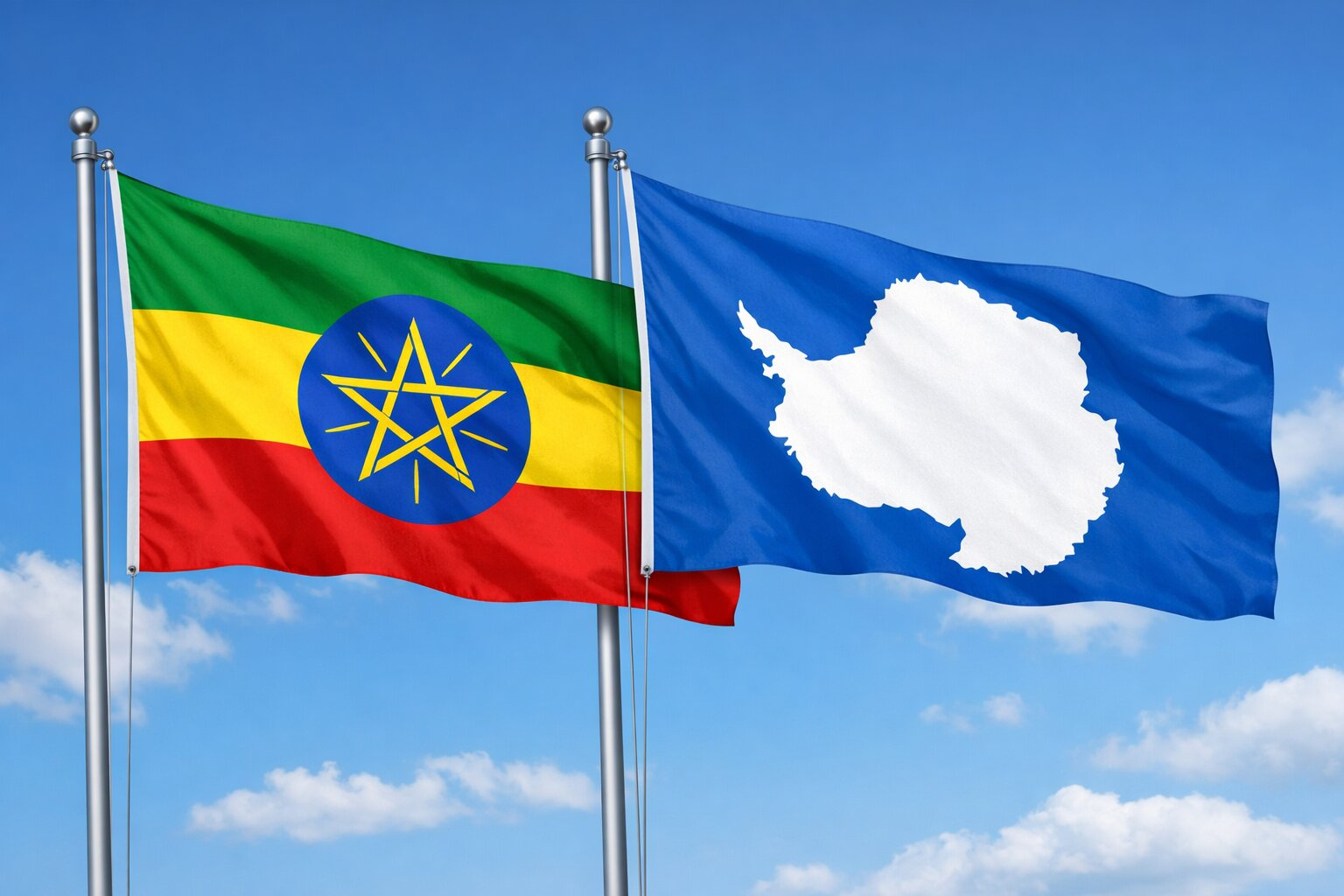 Flags Of Ethiopia And Antarctica