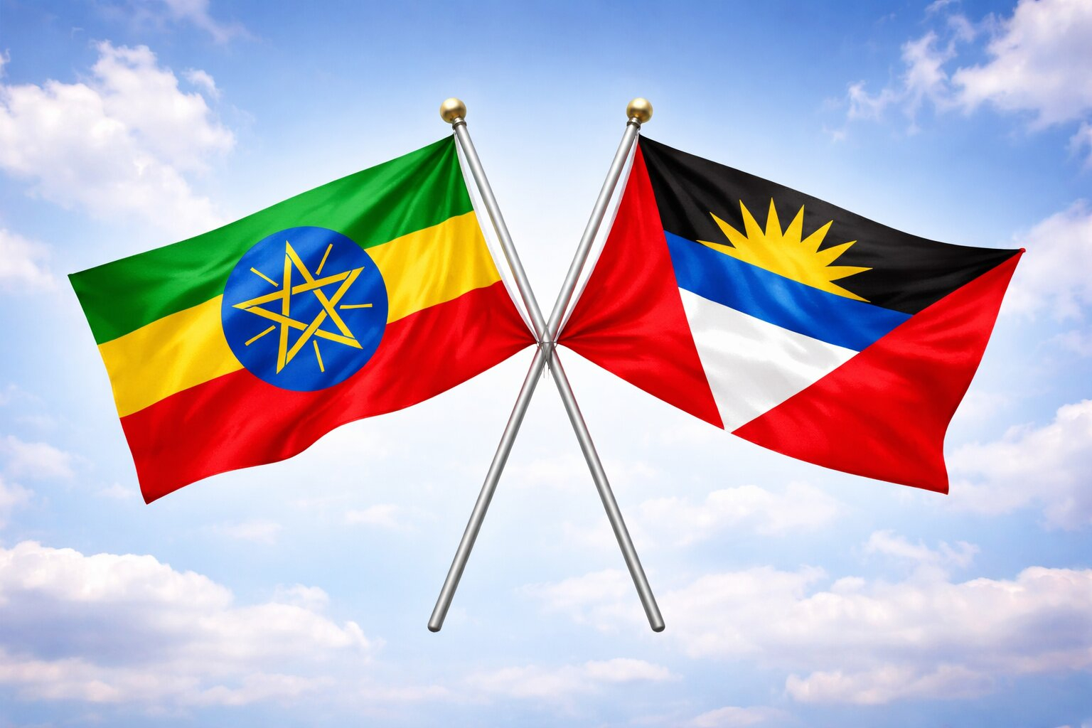 Flags Of Ethiopia And Antigua