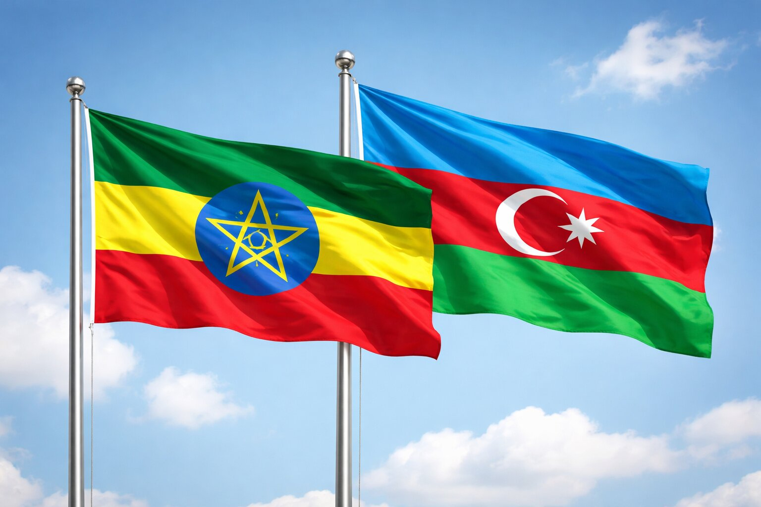 Flags Of Ethiopia And Azerbaijan