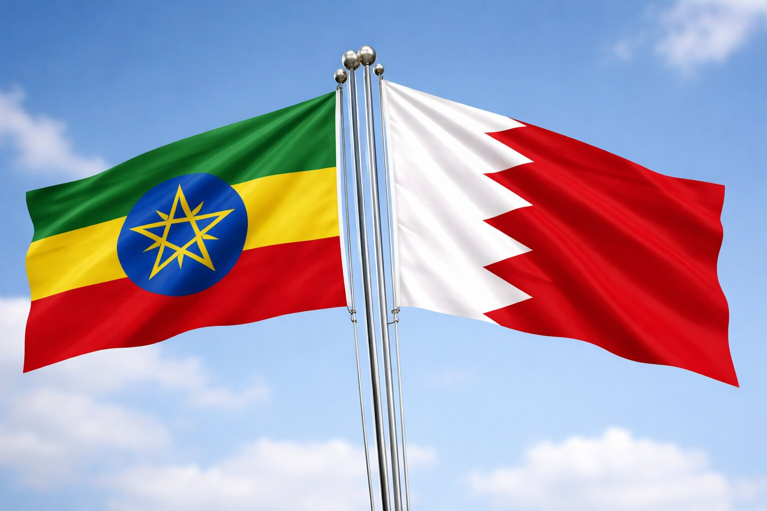 Flags Of Ethiopia And Bahrain