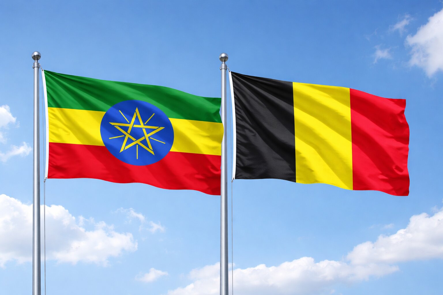 Flags Of Ethiopia And Belgium