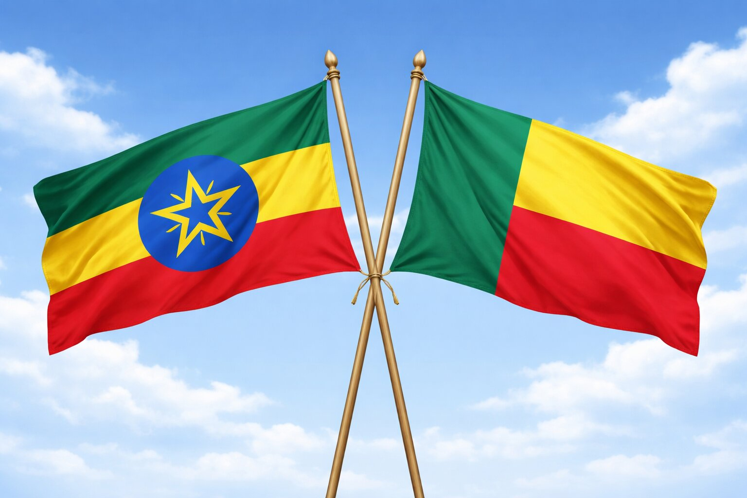 Flags Of Ethiopia And Benin