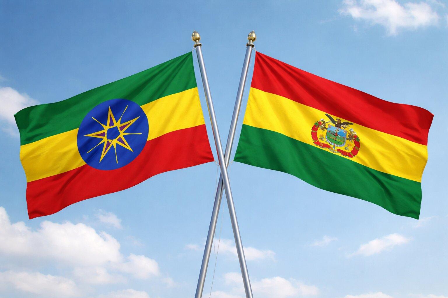 Flags Of Ethiopia And Bolivia