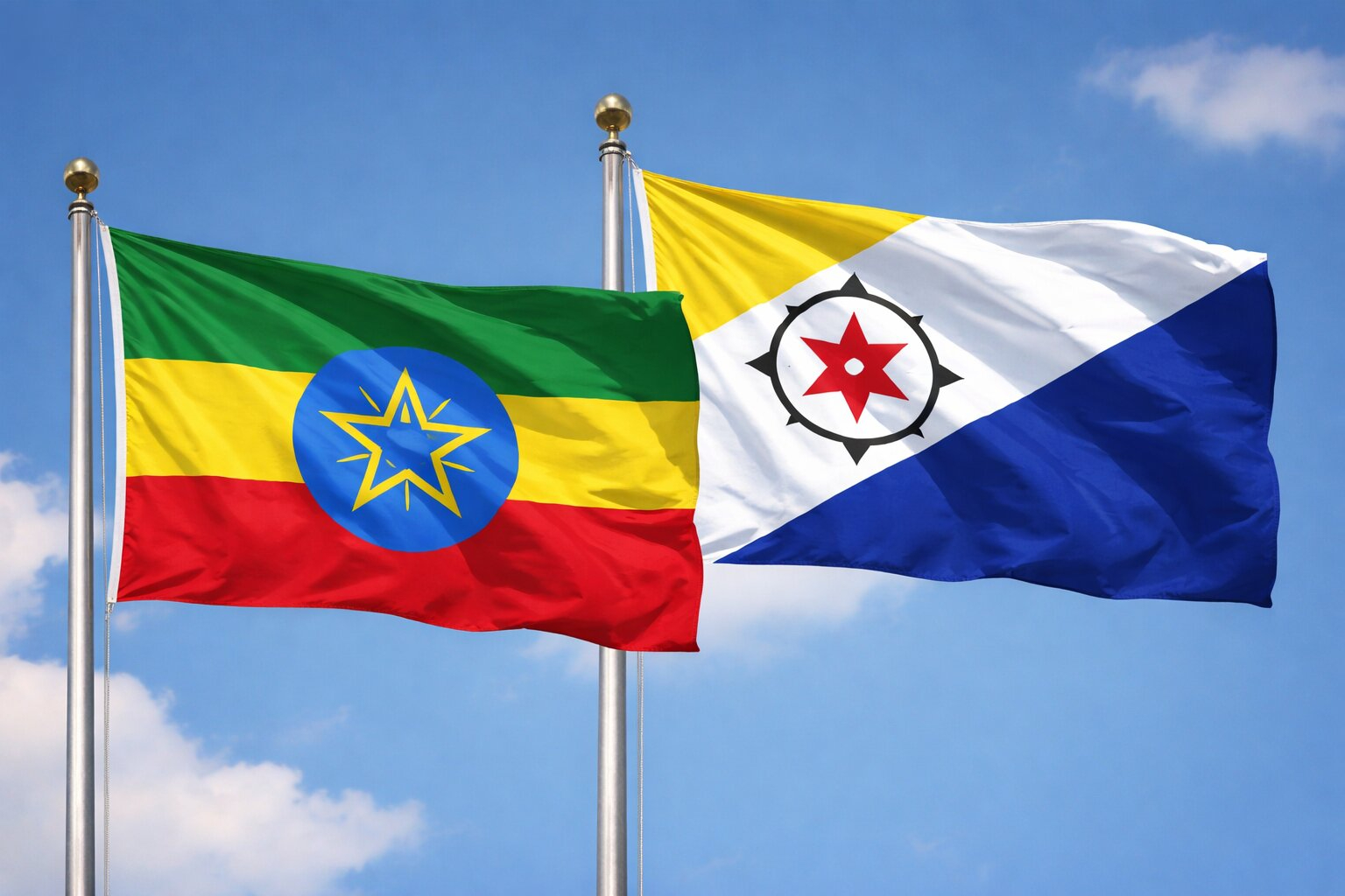 Flags Of Ethiopia And Bonaire