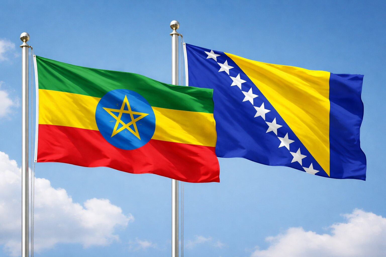 Flags Of Ethiopia And Bosnia