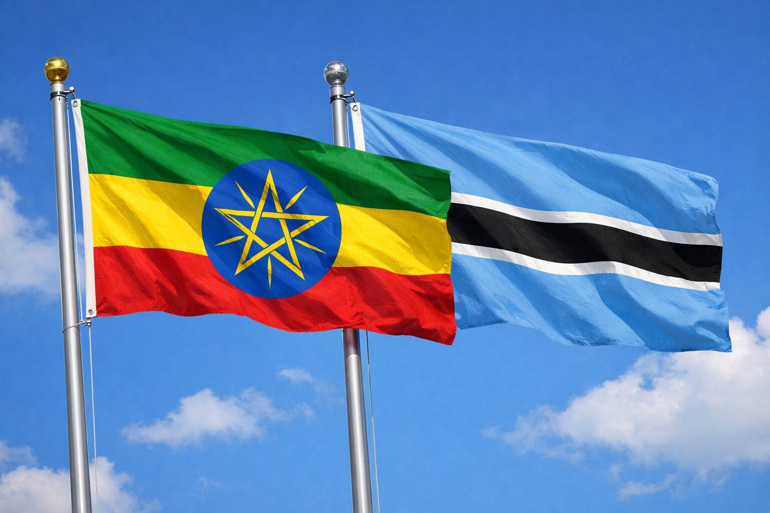 Flags Of Ethiopia And Botswana