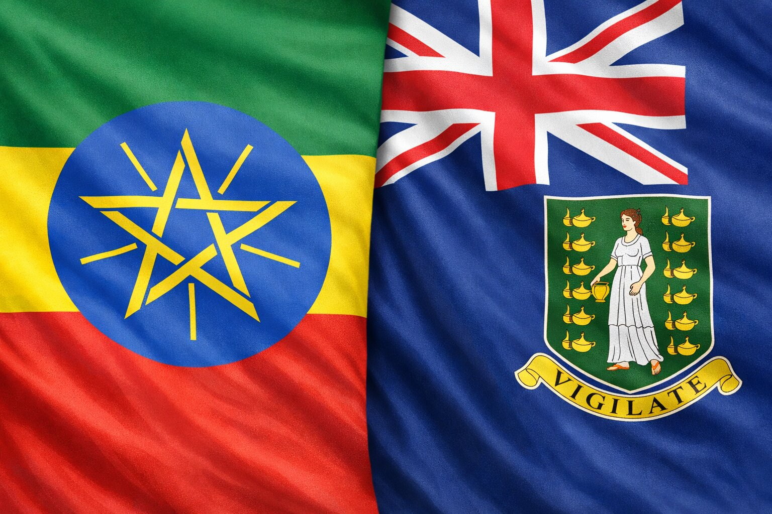 Flags Of Ethiopia And British Virgin Islands