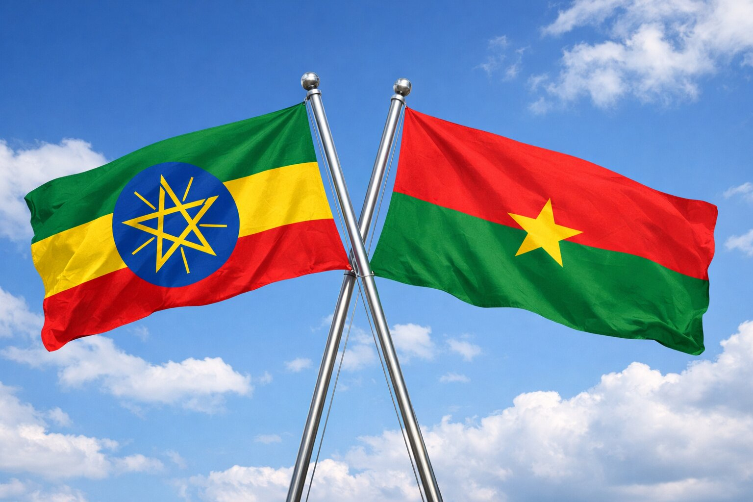 Flags Of Ethiopia And Burkina Faso