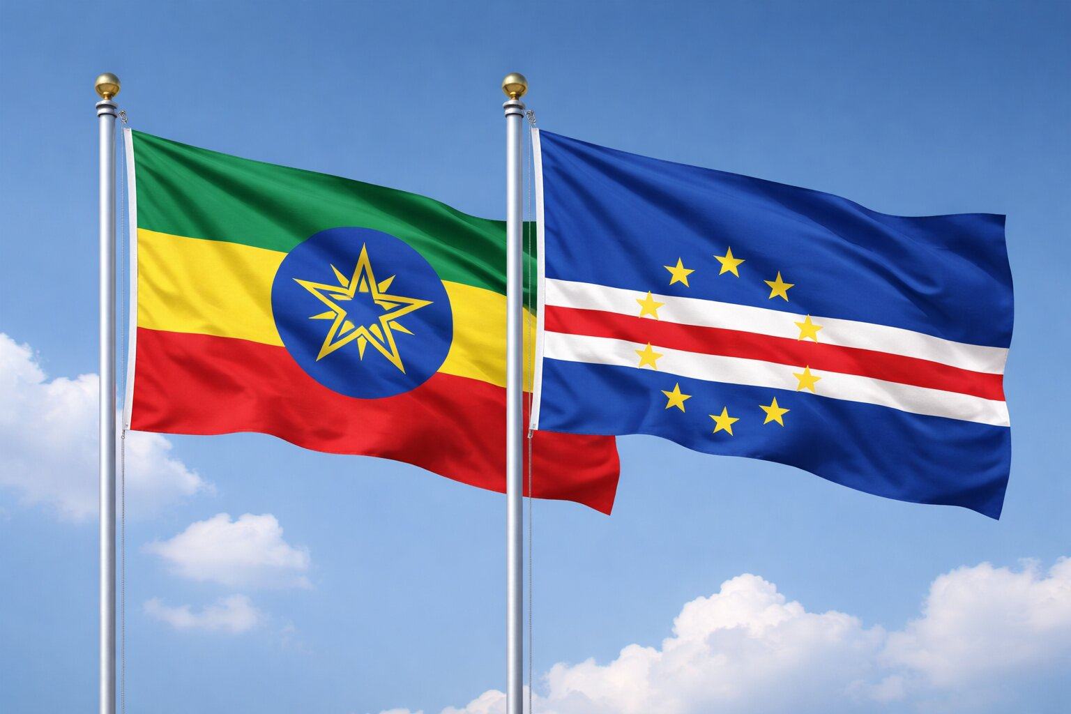 Flags Of Ethiopia And Cape Verde