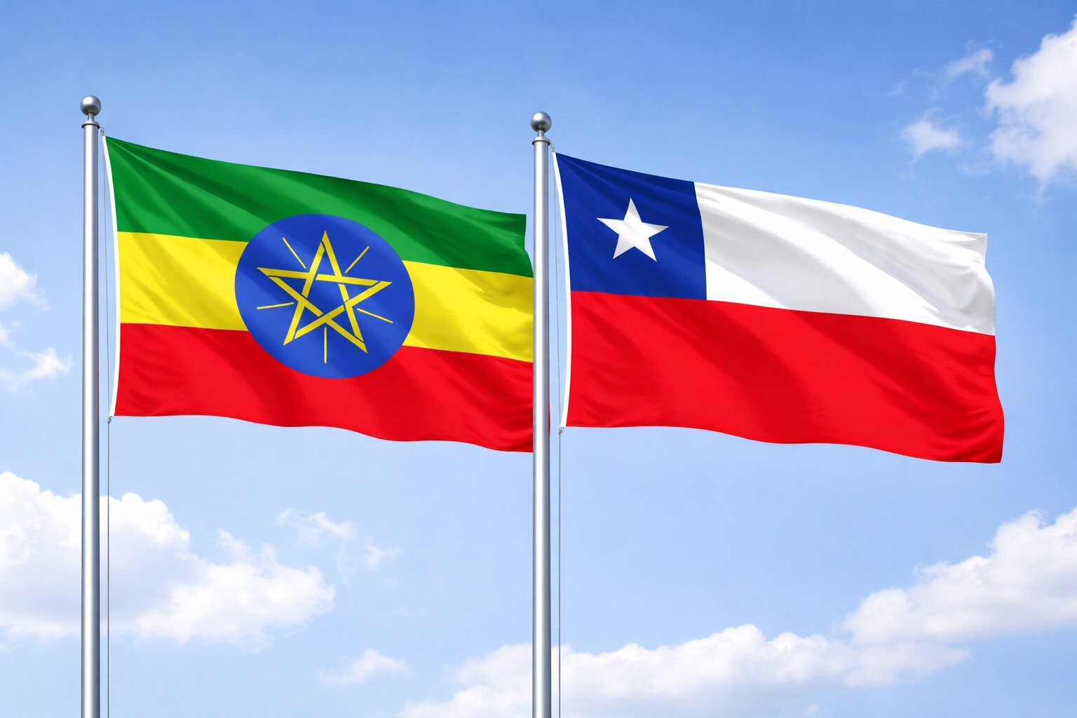 Flags Of Ethiopia And Chile