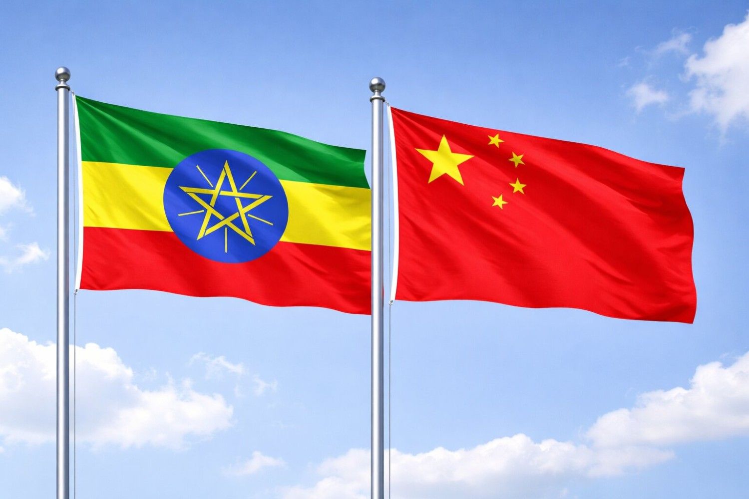 Flags Of Ethiopia And China