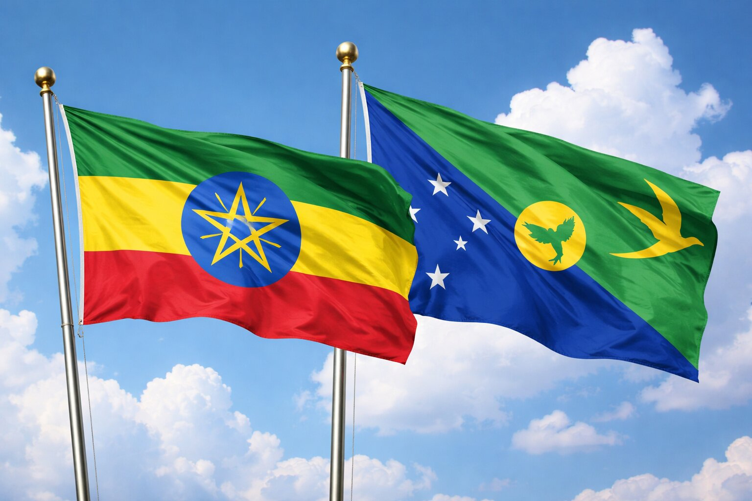 Flags Of Ethiopia And Christmas Island