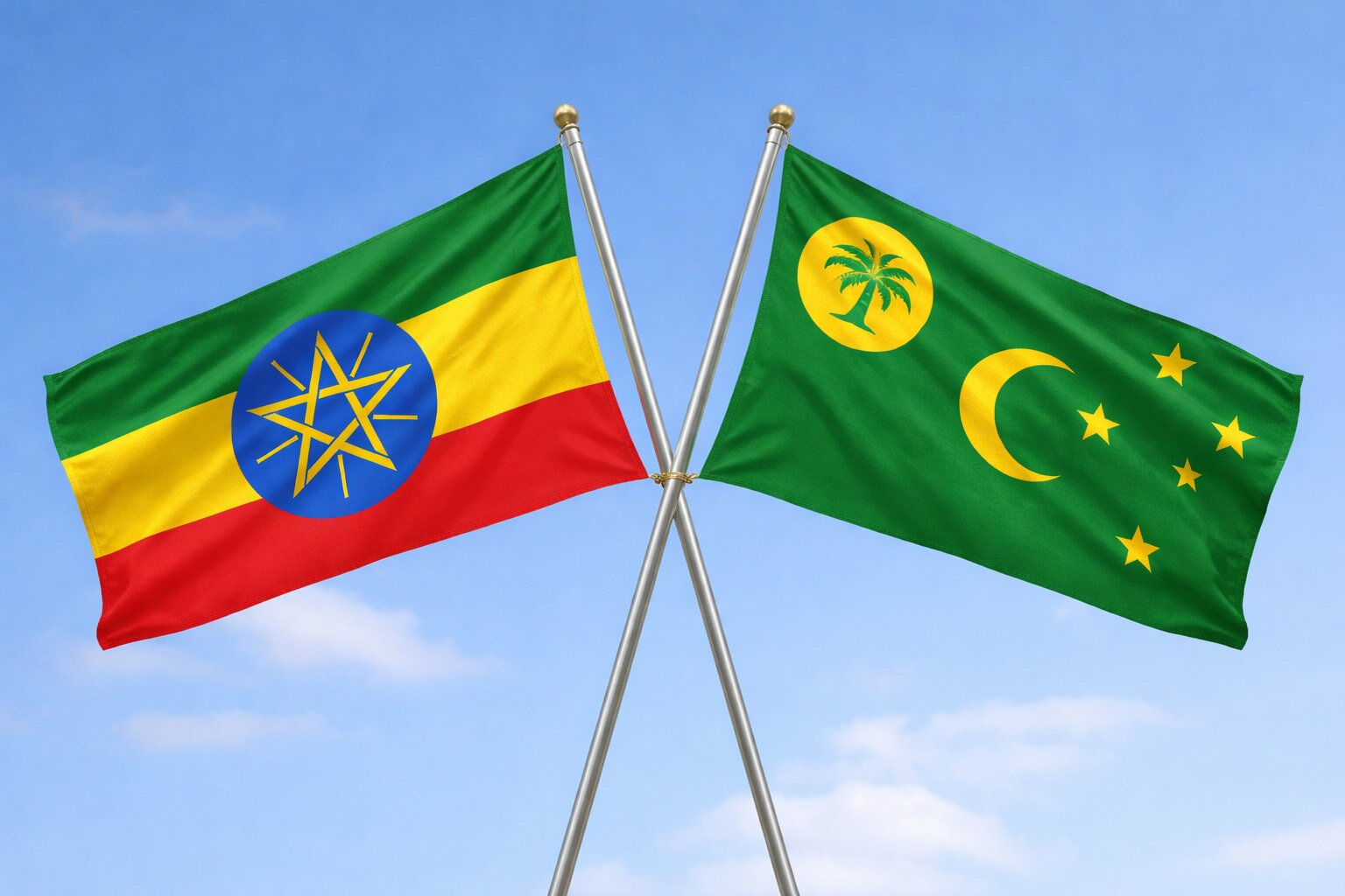 Flags Of Ethiopia And Cocos Islands