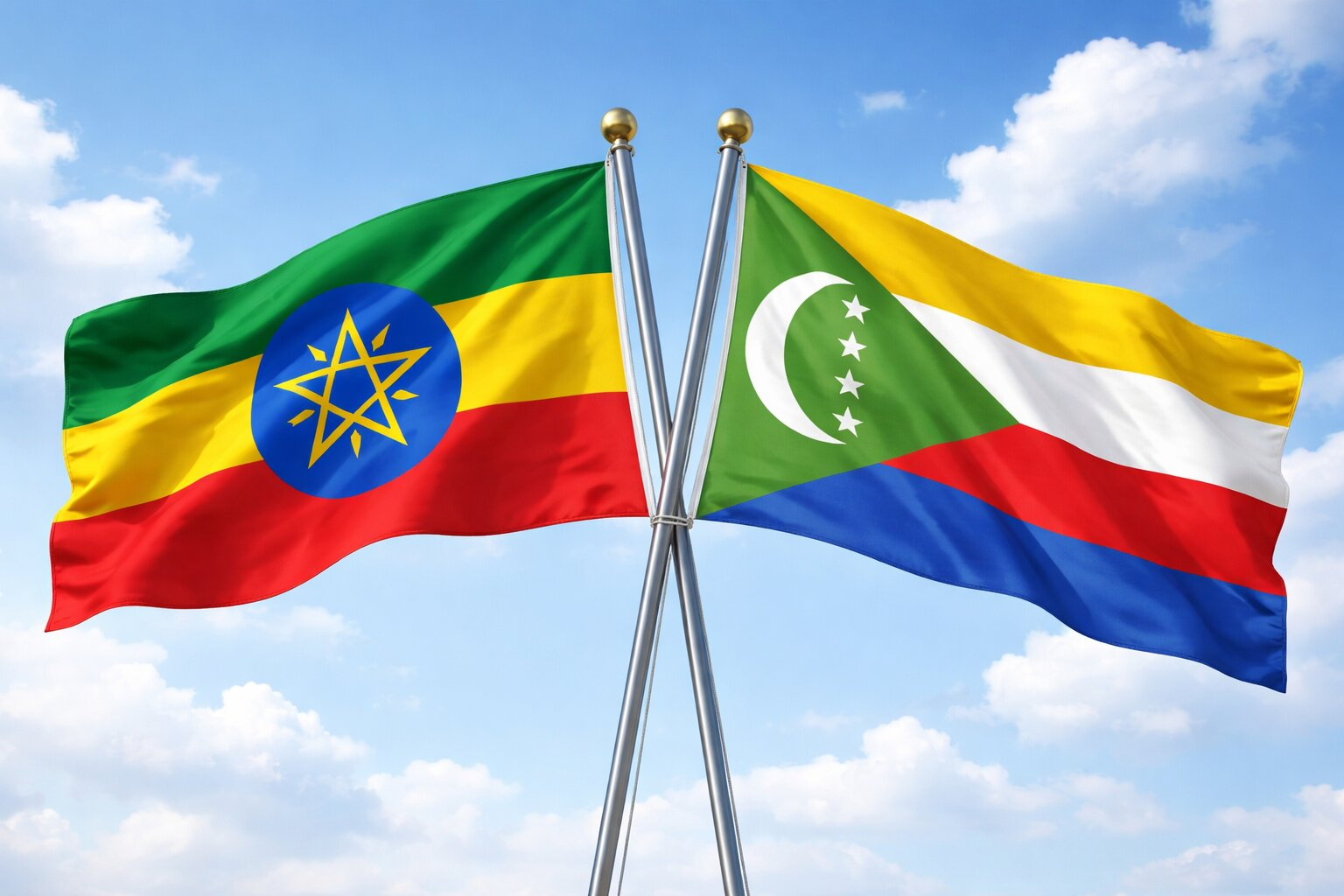 Flags Of Ethiopia And Comoros