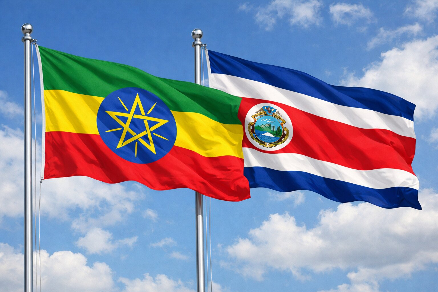 Flags Of Ethiopia And Costa Rica