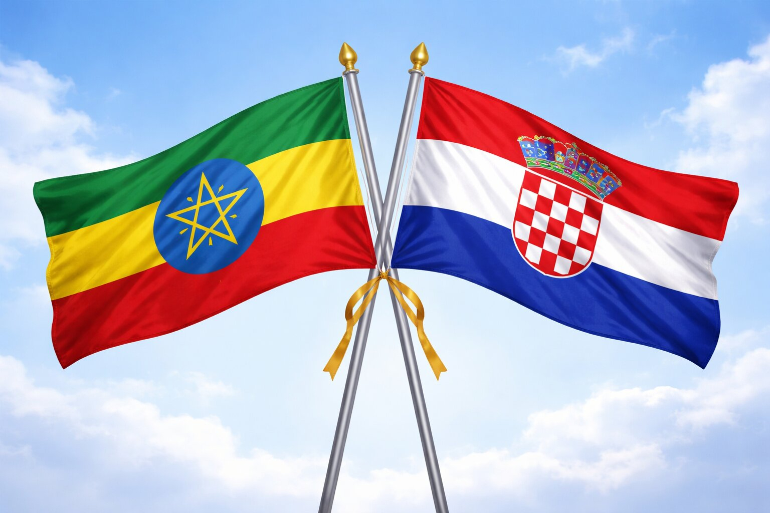 Flags Of Ethiopia And Croatia