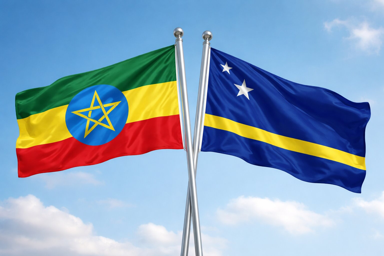 Flags Of Ethiopia And Curacao