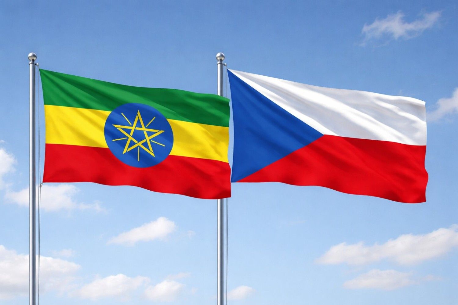 Flags Of Ethiopia And Czechia