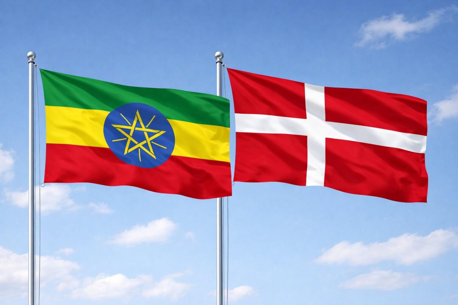 Flags Of Ethiopia And Denmark