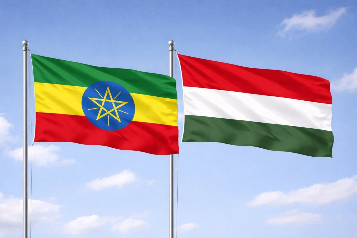 Flags Of Ethiopia And Hungary
