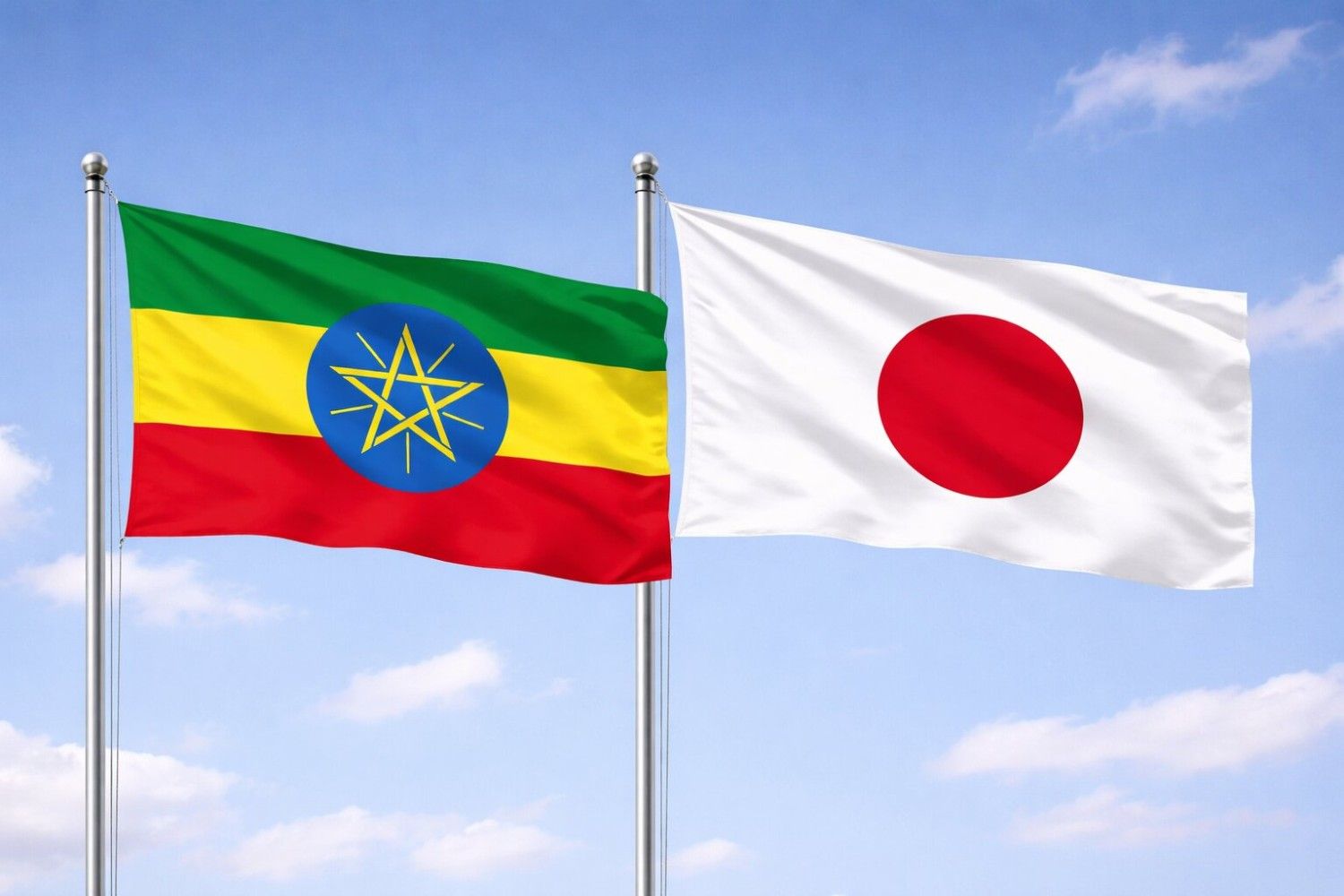 Flags Of Ethiopia And Japan