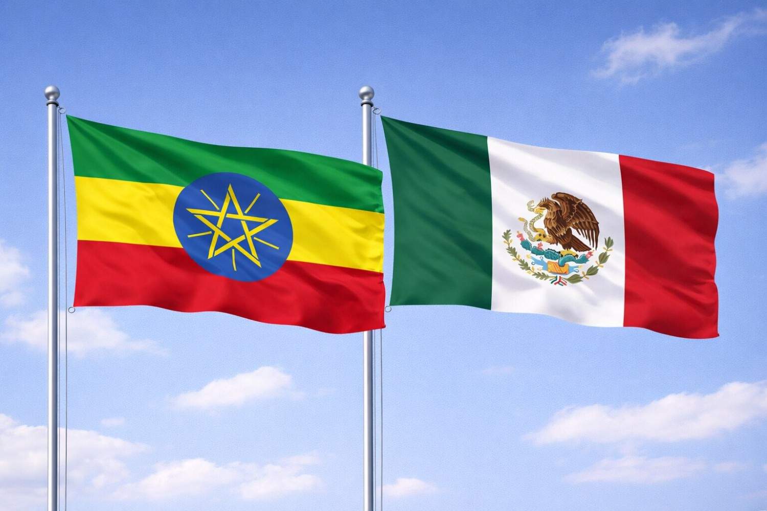 Flags Of Ethiopia And Mexico