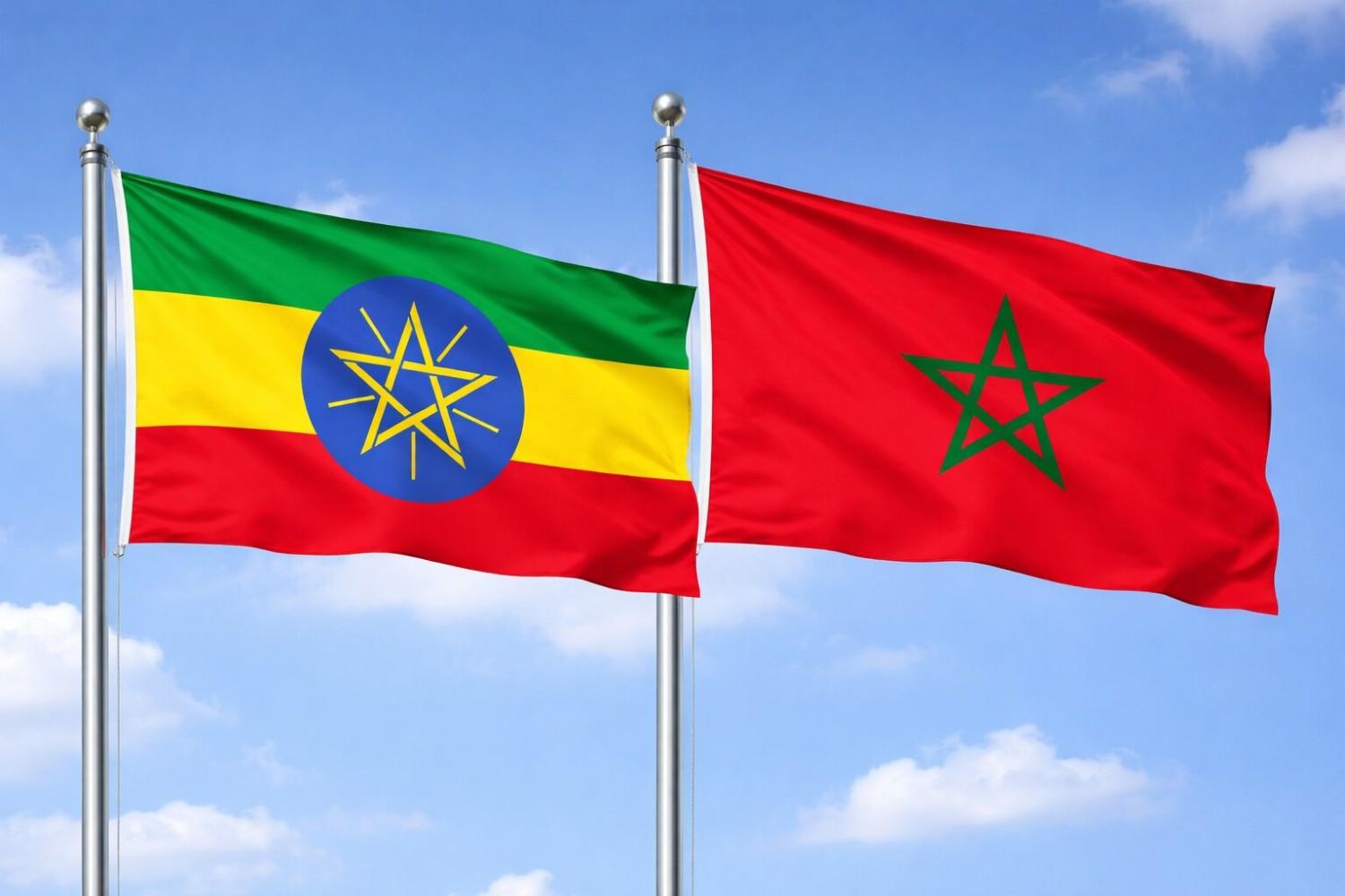 Flags Of Ethiopia And Morocco