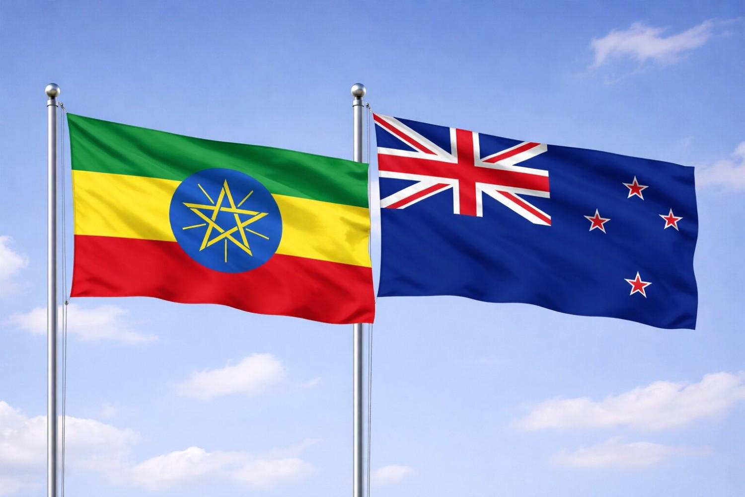 Flags Of Ethiopia And Newzeland