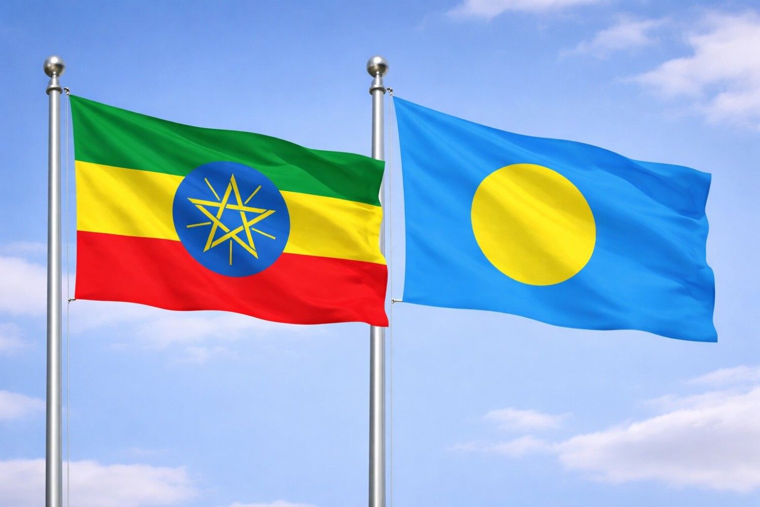 Flags Of Ethiopia And Palau