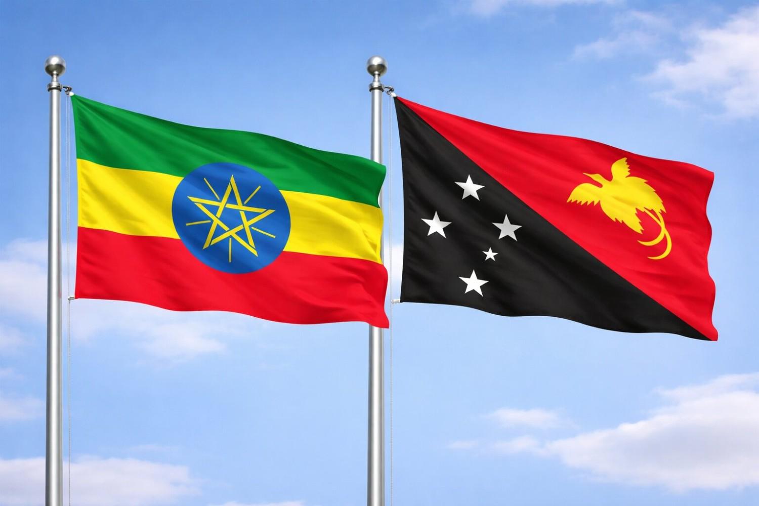 Flags Of Ethiopia And Papua New Guinea