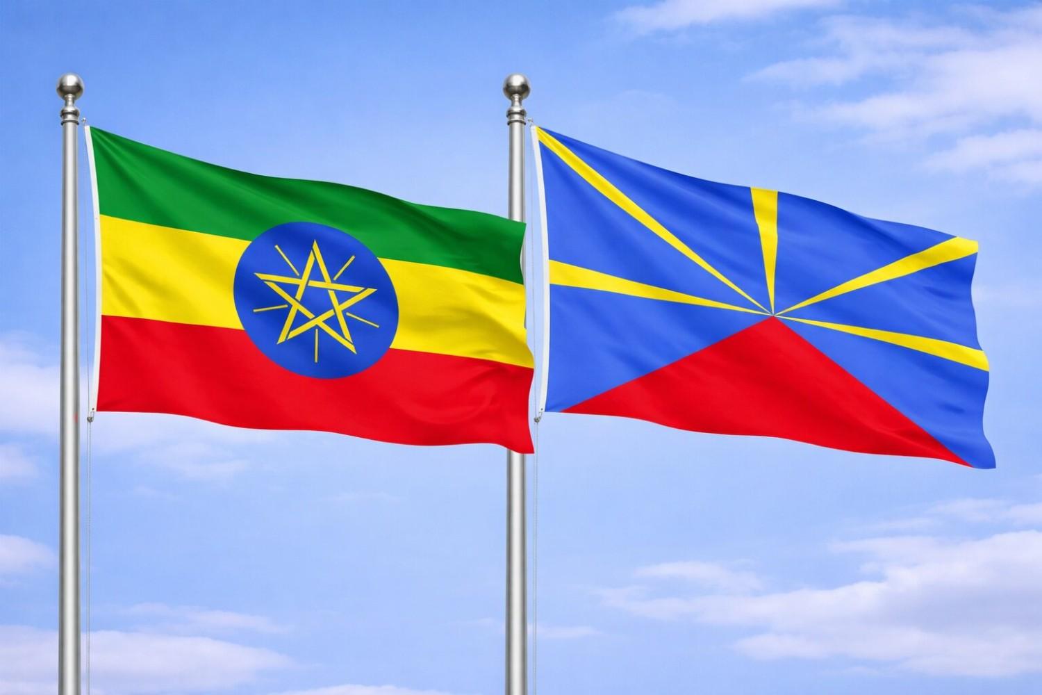 Flags Of Ethiopia And Reunioun