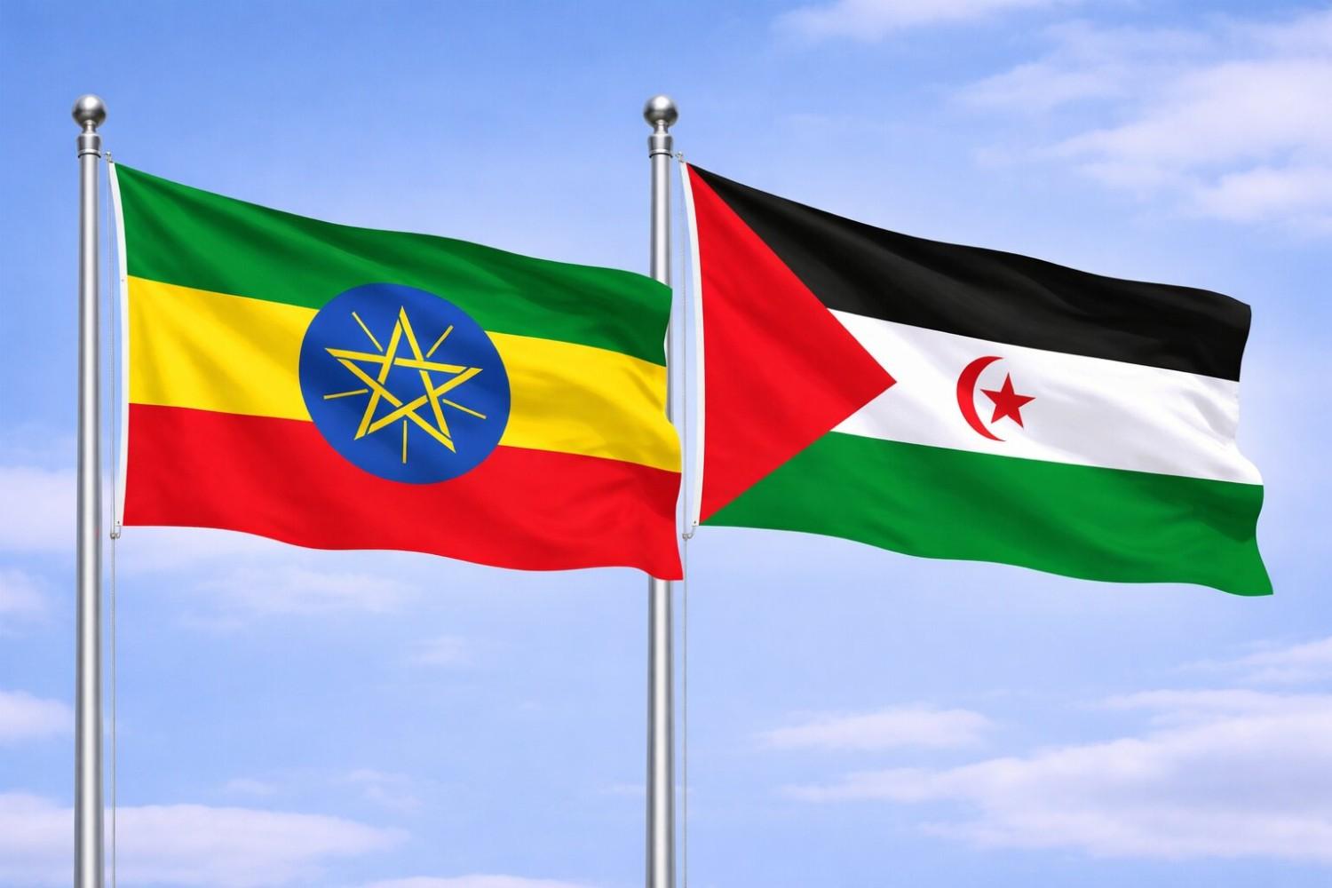Flags Of Ethiopia And Sahrawi Arab Democratic Republic