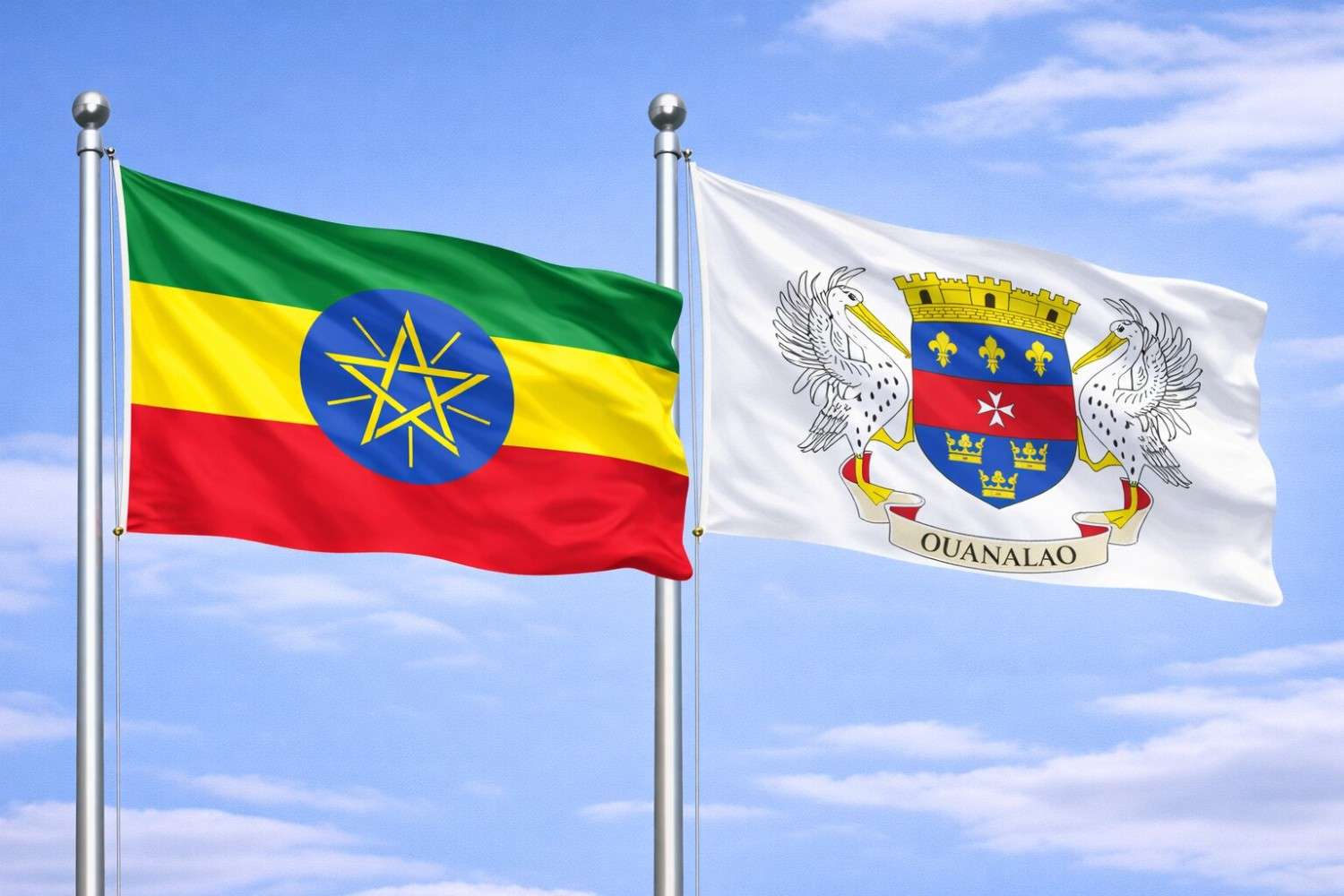 Flags Of Ethiopia And Saint Barthelemy