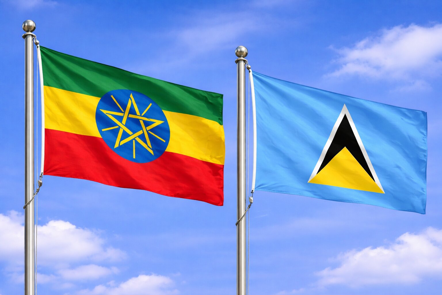 Flags Of Ethiopia And Saint Lucia