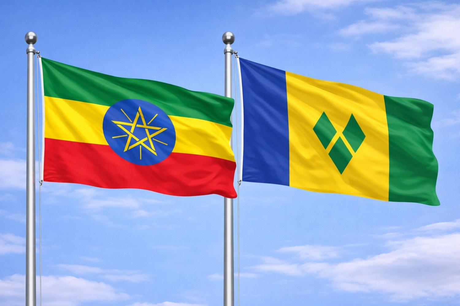 Flags Of Ethiopia And Saint Vincent And The Grenadines