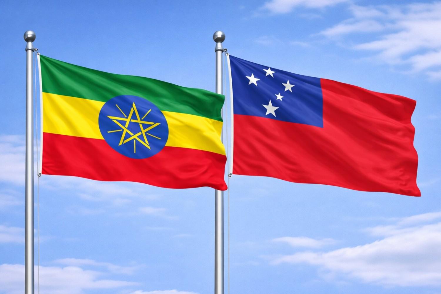 Flags Of Ethiopia And Samoa