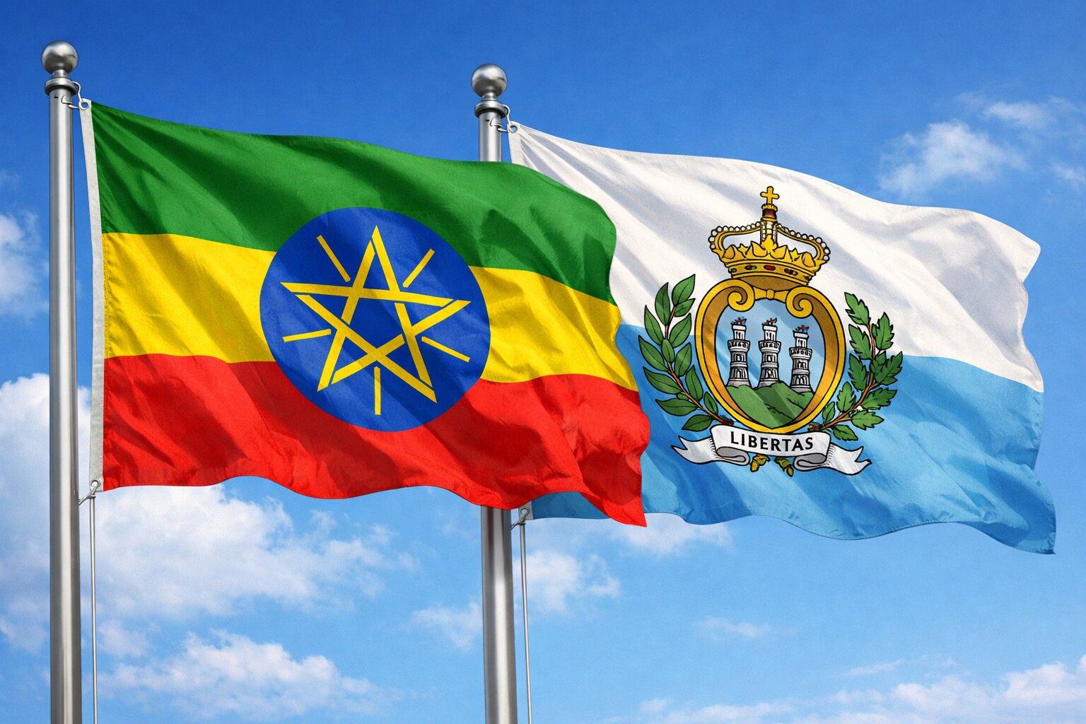 Flags Of Ethiopia And San Marino