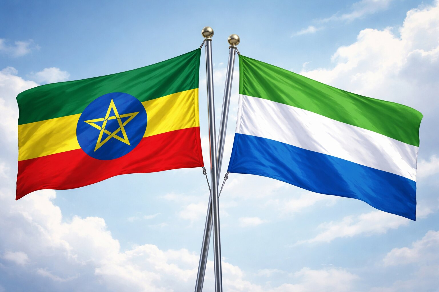 Flags Of Ethiopia And Sierra Leone