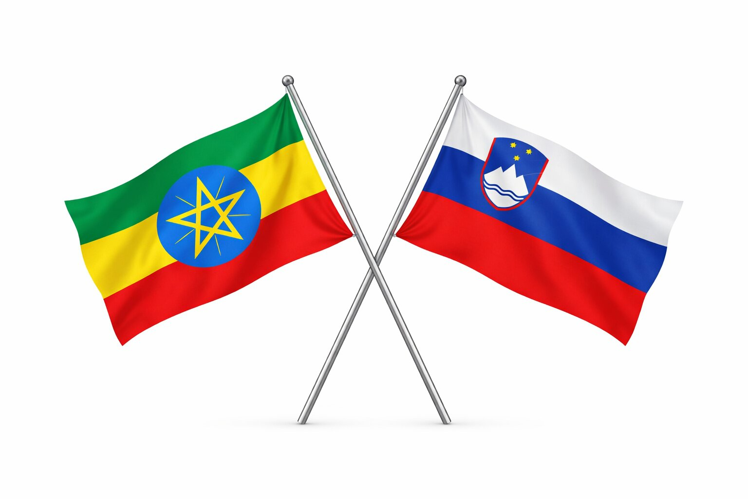 Flags Of Ethiopia And Slovenia