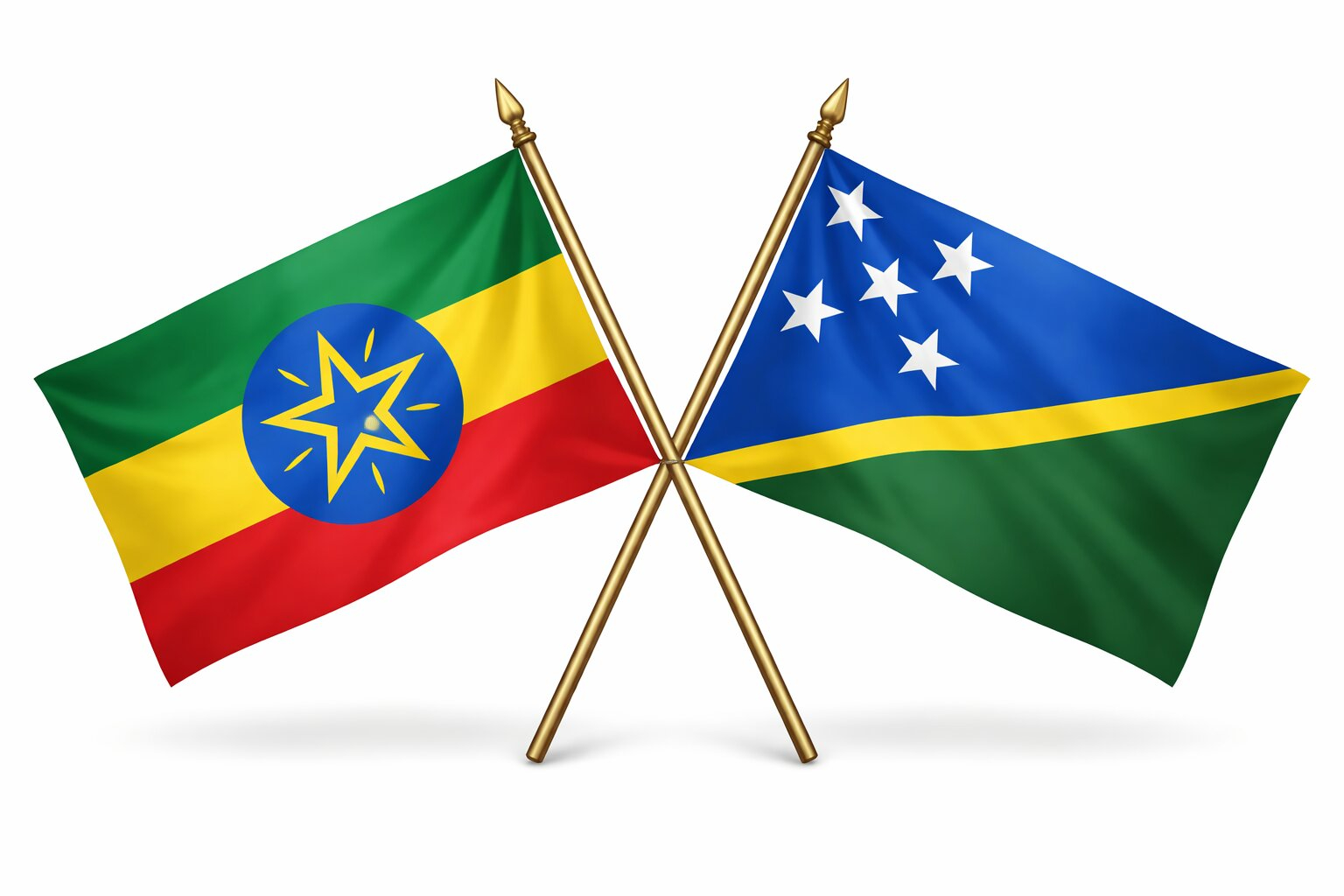 Flags Of Ethiopia And Solomon Islands