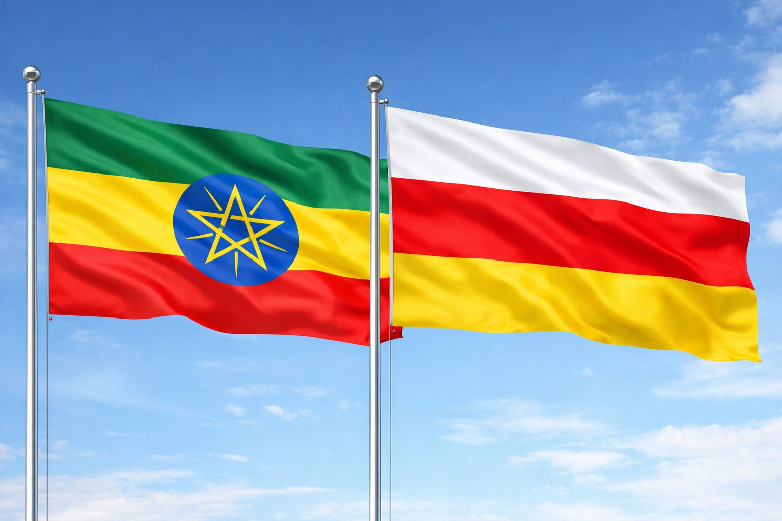 Flags Of Ethiopia And South Ossetia