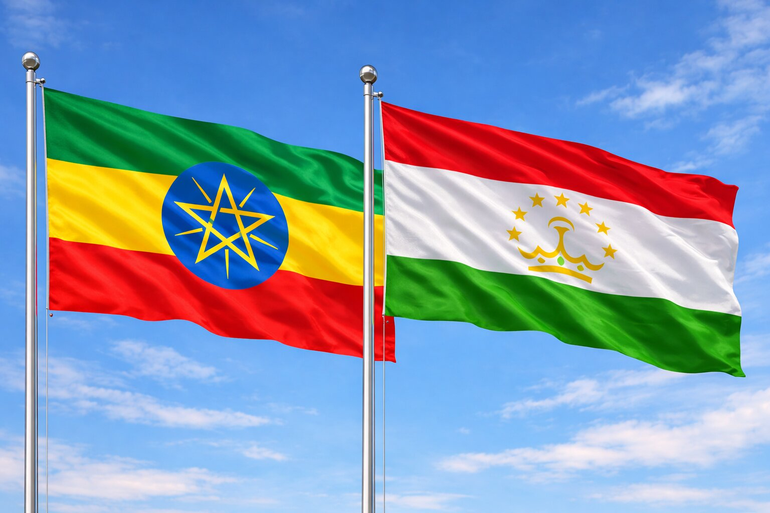 Flags Of Ethiopia And Tajikistan