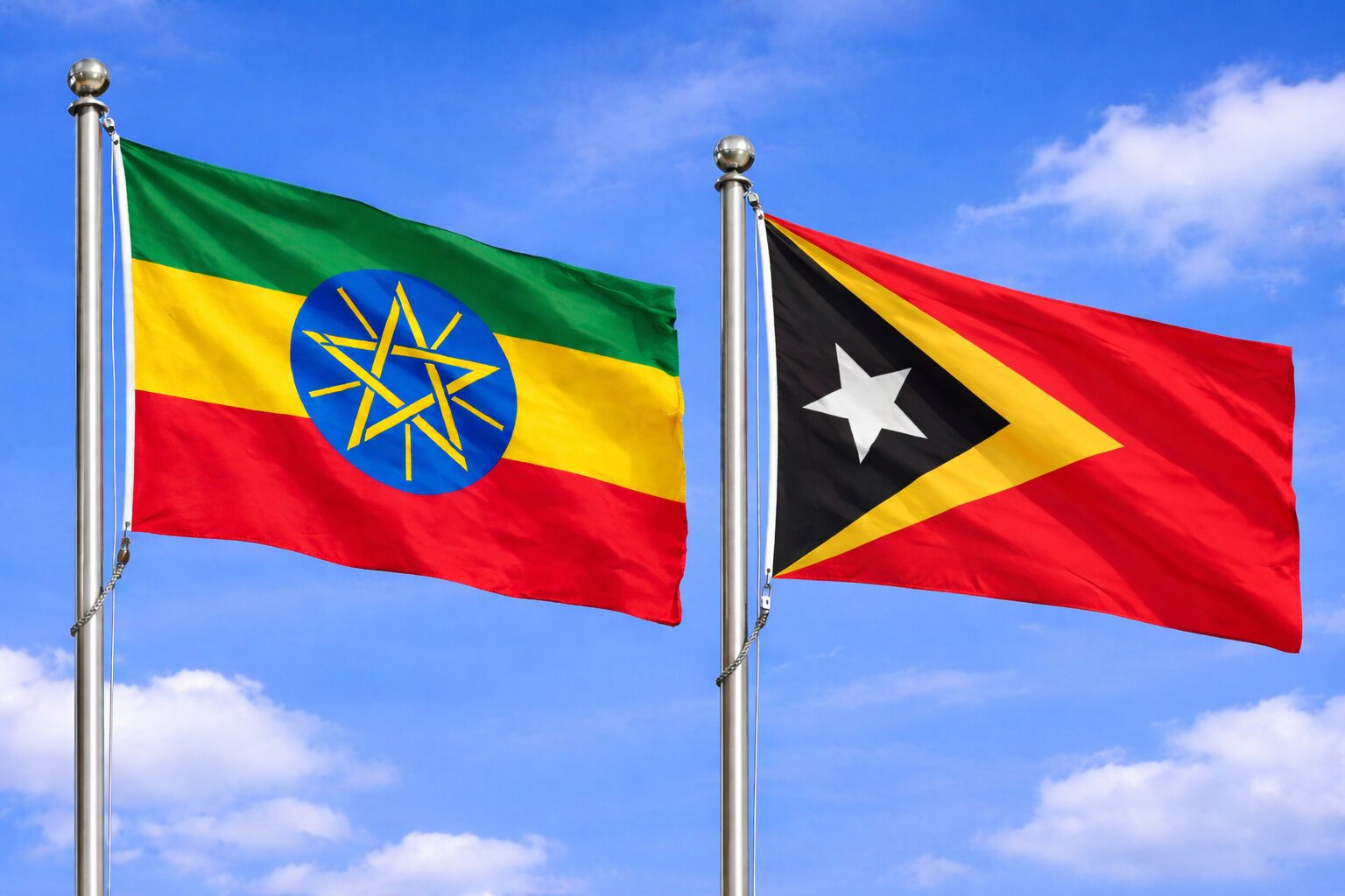 Flags Of Ethiopia And Timor Leste Together