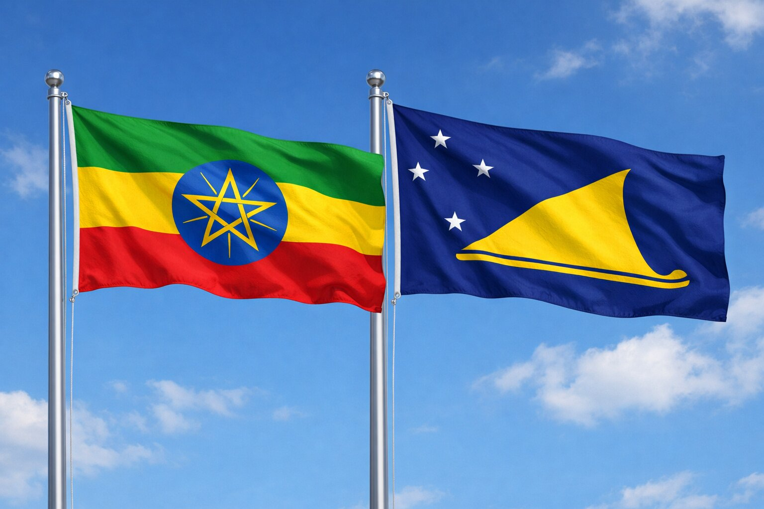 Flags Of Ethiopia And Tokelau