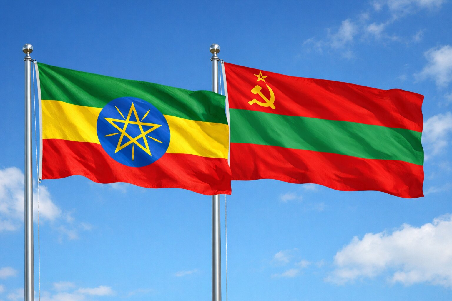 Flags Of Ethiopia And Transnistria