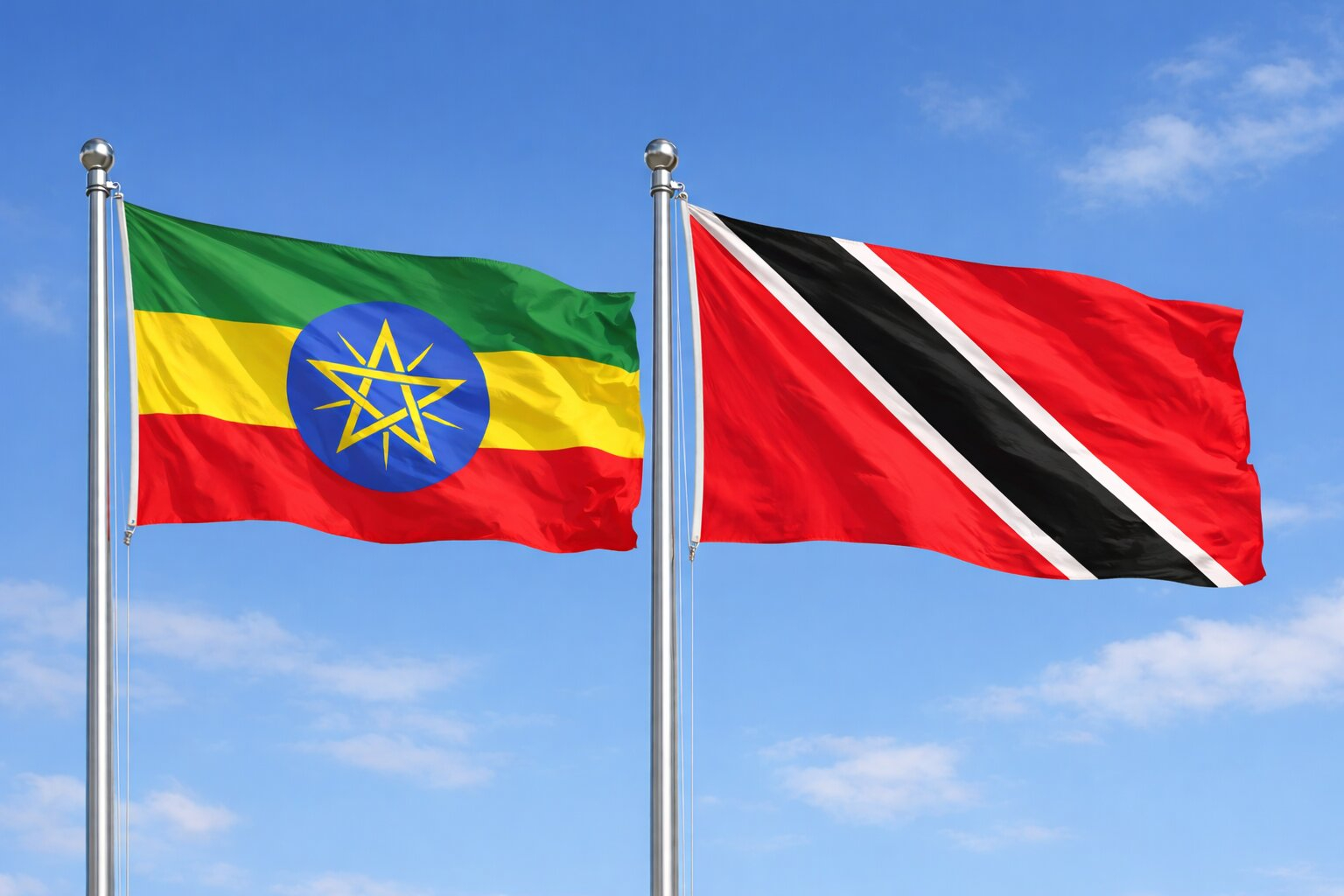 Flags Of Ethiopia And Trinidad Tobago